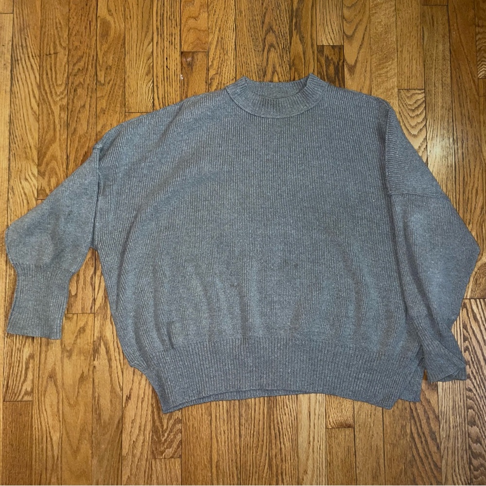 freepeople Gray Ribbed Knit Sweater